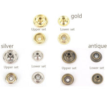 Load image into Gallery viewer, Brass Ring Snap Rivets: Gold, Silver, Antique - 13/15mm (4pcs of 1Set) P0000BFI