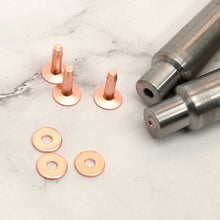 Load image into Gallery viewer, Copper Rivets & Burrs setter(just for Copper rivets ) , Copper metal Studs, making asscessories, Leather Craft tools, MLT-P0000DPO