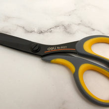 Load image into Gallery viewer, Leather Cutting Scissors DELI 6027 Grey Yellow Handle Leather craft tools  MLT-P0000DQS