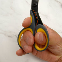 Load image into Gallery viewer, Leather Cutting Scissors DELI 6027 Grey Yellow Handle Leather craft tools  MLT-P0000DQS