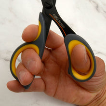 Load image into Gallery viewer, Leather Cutting Scissors DELI 6027 Grey Yellow Handle Leather craft tools  MLT-P0000DQS