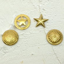 Load image into Gallery viewer, Brass Concho Screws Available in 4 styles, Anti rust, Leather craft tools MLT-P0000CDS