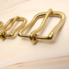 Load image into Gallery viewer, Leather Craft Soild Brass Half Buckle single bar buckle making a belt, strap MLT-P0000DTP