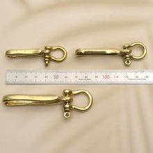 Load image into Gallery viewer, Belt U Hook Brass Keychain Fob Clip Retro Vintage Key Ring Wallet Chain Hook with bow shackle 3 Sizes available MLT-P0000DMG