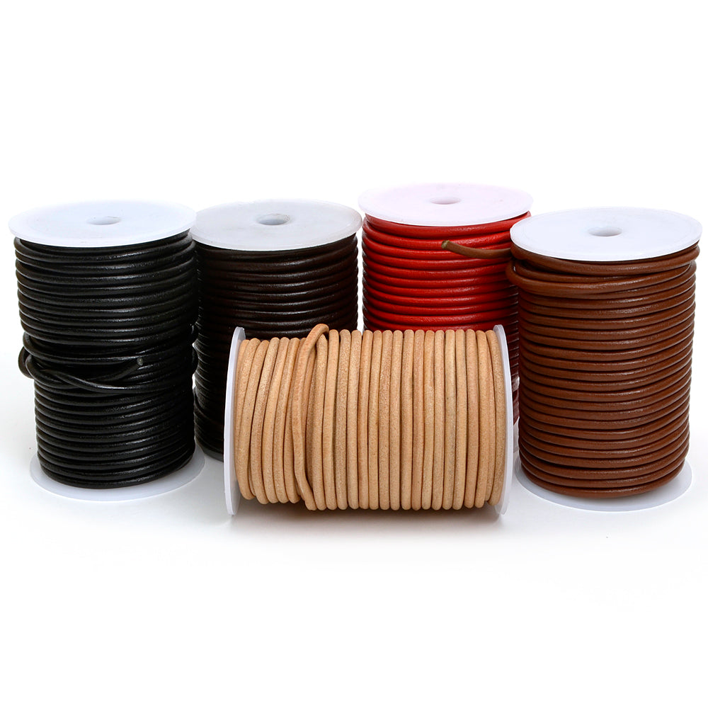 Round Oil Genuine leather Cord 6mm - 1meter, staight color leather cord, bracelet items, leather supplies MLT- P0000DGZ