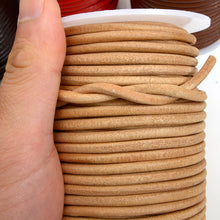 Load image into Gallery viewer, Round Oil Genuine leather Cord 4mm - 1meter, staight color leather cord, bracelet items, leather supplies MLT- P0000DGZ