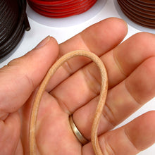 Load image into Gallery viewer, Round Oil Genuine leather Cord 4mm - 1meter, staight color leather cord, bracelet items, leather supplies MLT- P0000DGZ
