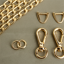 Load image into Gallery viewer, Leather Handbag Chain ver.1 Medium: Gold & Silver Metal Strap (47.2") MLT-P00000TX