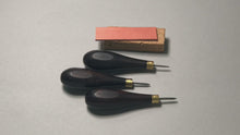 Load and play video in Gallery viewer, Diamond hole point shape stitching awl ebony handle, Leather craft tool-MLT-P0000CTC