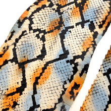 Load image into Gallery viewer, Mixed Shine orange/sky/black - Water Snake Skin (Genuine leather) for Bookbinding, Journaling, Purses, Cuffs, Heels-MLT- P0000CRX