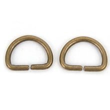 Load image into Gallery viewer, Solid Brass D-Rings, Antique Brass Finish, 10-15mm, 2pcs leather craft tools - P0000BHJ
