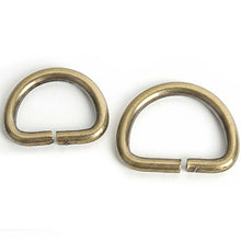 Load image into Gallery viewer, Solid Brass D-Rings, Antique Brass Finish, 10-15mm, 2pcs leather craft tools - P0000BHJ
