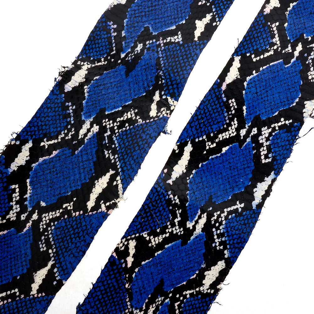 Mixed Shine Blue/black - Water Snake Skin (Genuine leather) for Bookbinding, Journaling, Purses, Cuffs, Heels-MLT- P0000CRY