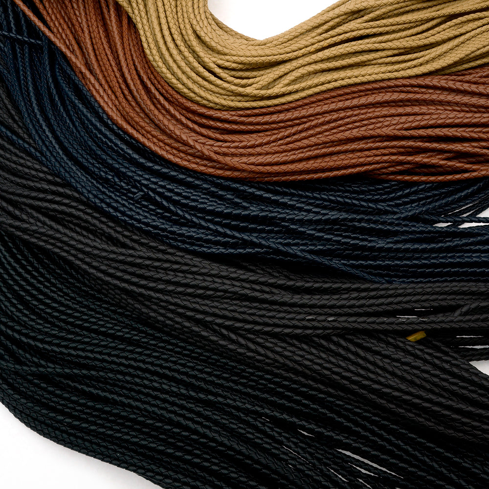 PU twisted Mesh cord 5mm(0.2inch) Genuine leather, braided leather cord, bracelet items, leather supplies MLT- P0000CCS