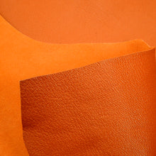 Load image into Gallery viewer, France Goat Skin - Crispe Leather [Orange] 0.50~0.60 m2, Finished Goatskin Leather (NOT Cutting size) Leather crafting MLT- P0000DFV
